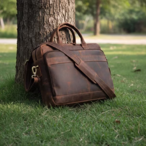 handmade full grain leather briefcase bag | personalized vintage laptop bag 15 inch | brown leather office satchel | gift for him | hlc